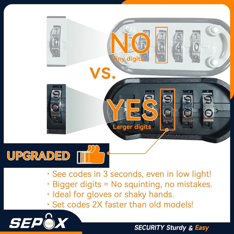 SEPOX 2PCS Large Combination Padlock, 2-5/8" Extra Long Shackle, Outdoor Combo Lock 2.2" 55mm Aluminum Body, Weatherproof, Ressetable 4Digital, Uncuttable Shackle, for Home, School, Gate, Garden - Image 2